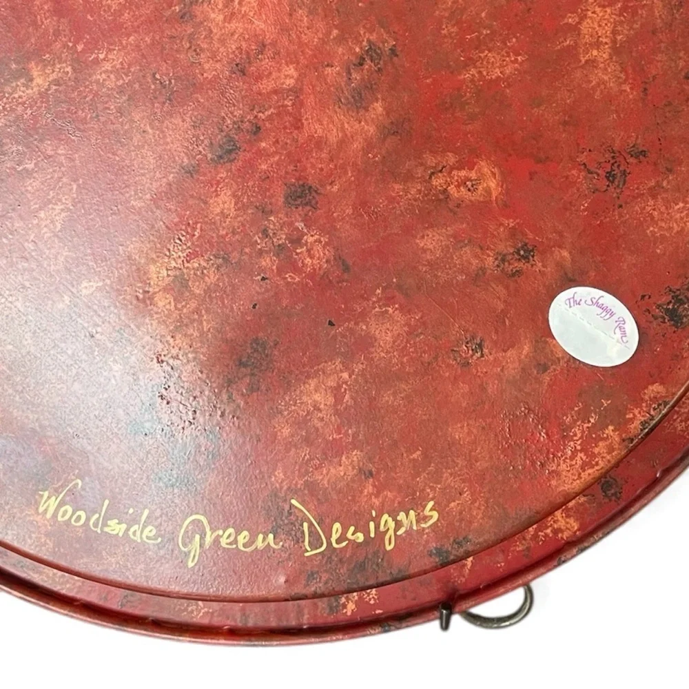 Vintage tole metal serving tray, hunting scenes, 1950-1960, hand painted